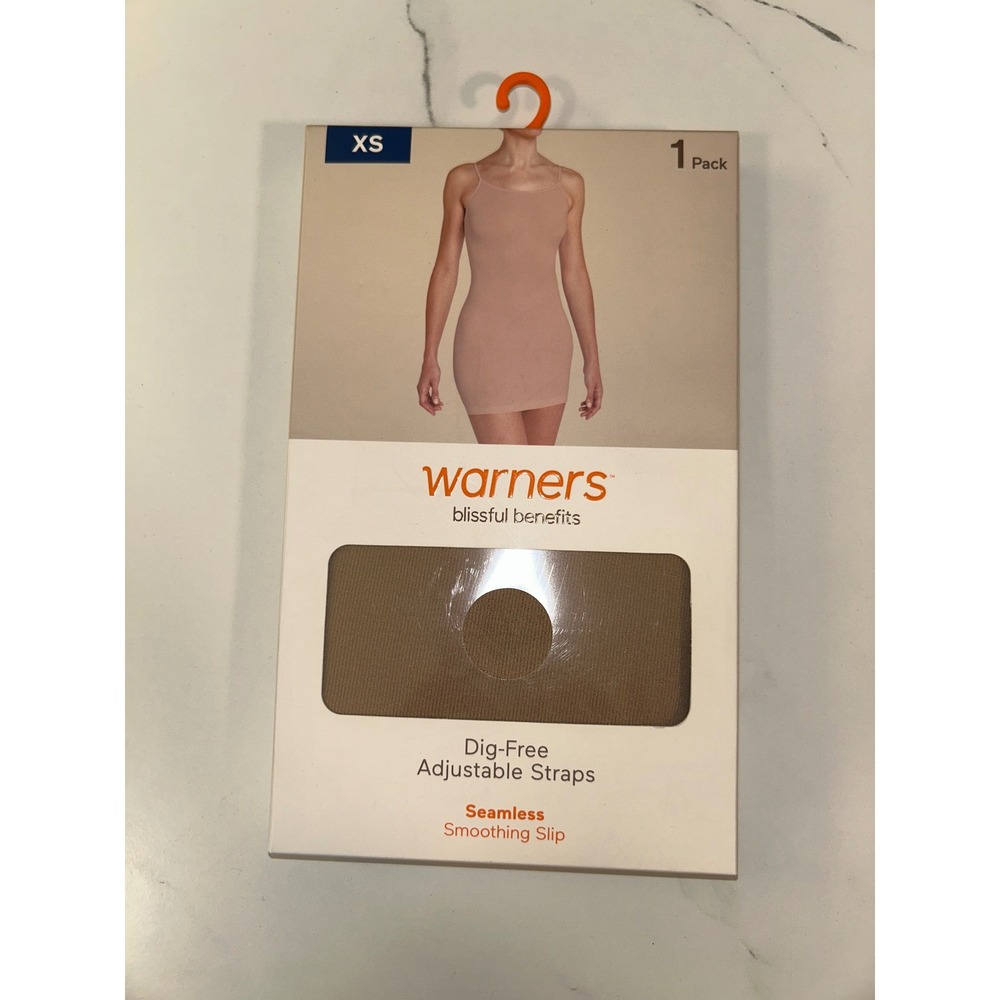 Warners‎ Blissful Benefits Smoothing Slip Beige Seamless Adjustable Straps XS
